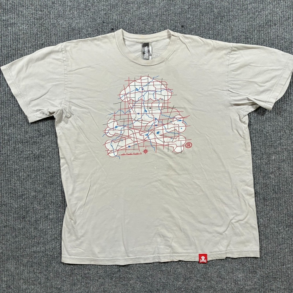 Johnny Cupcakes Mens Graphic T-Shirt XL Suitcase Tour 2010 Map Print Streetwear